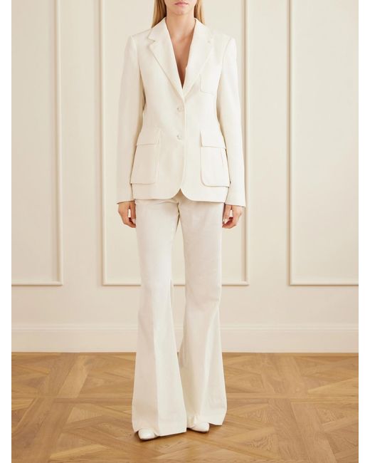 Gabriela Hearst White Ianthe Cotton-Corduroy Flared Pants