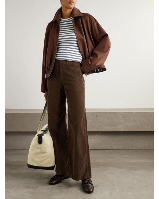 Veronica Beard Brown Taylor Cotton-Corduroy Wide-Leg Pants