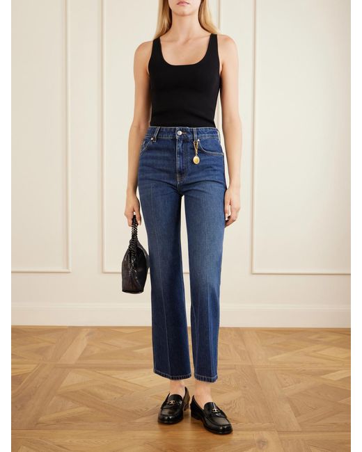 Stella McCartney Blue Mid-Rise Cropped Flared Jeans