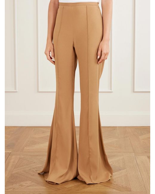 Taller Marmo Natural Mae Crepe-Cady High-Waisted Flared Pants