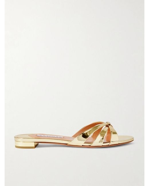Aquazzura Natural Tati Mirrored Sandals