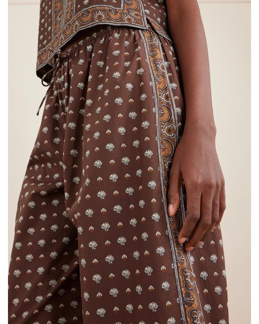 Doen Brown Yarrow Printed Cotton Balloon Pants