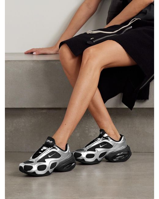 Nike Air Max Muse Mesh-Trimmed Metallic Leather Sneakers