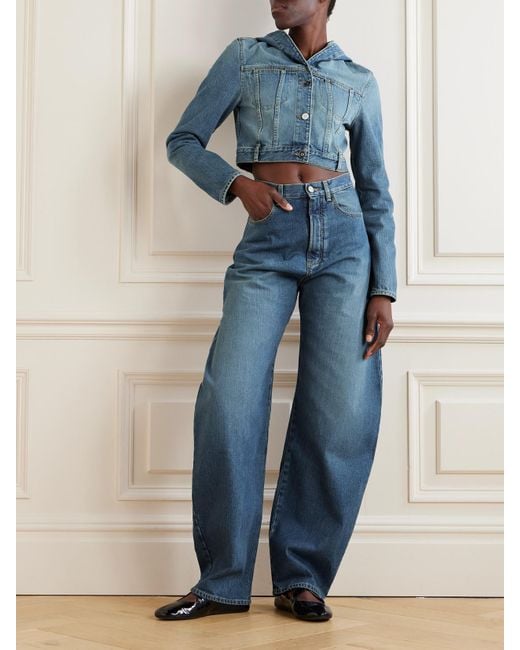 Alaïa Blue Cropped Hooded Denim Jacket