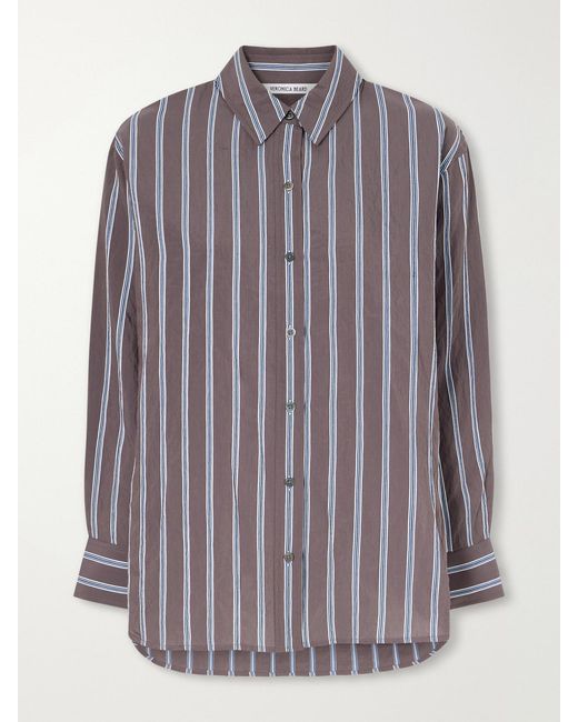Veronica Beard Purple Lloyd Striped Woven Shirt