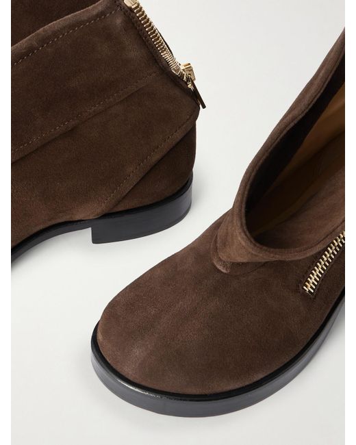 J.W. Anderson Brown Zip-Detailed Suede Ankle Boots