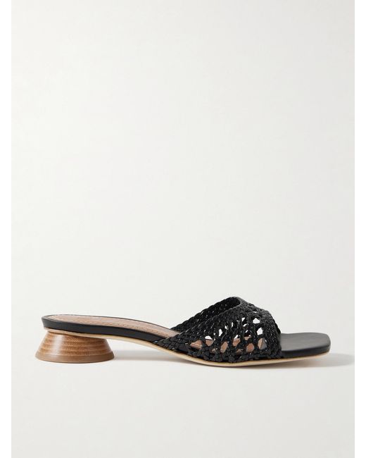Staud Black Simone Braided Leather Sandals