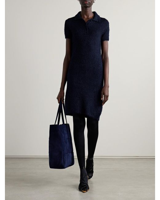 Khaite Blue Gracielab Brushed Silk And Cashmere-Blend Mini Dress