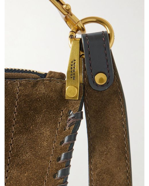 Isabel Marant Natural Oskan Soft Schultertasche Aus Veloursleder Mit Details Im Überwendlichstich