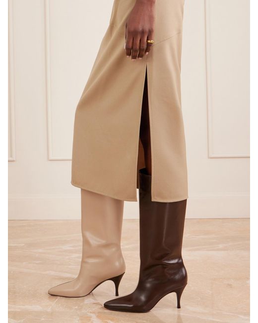 Herbert Levine Brown Two Faced 80 Color-Block Leather Boots