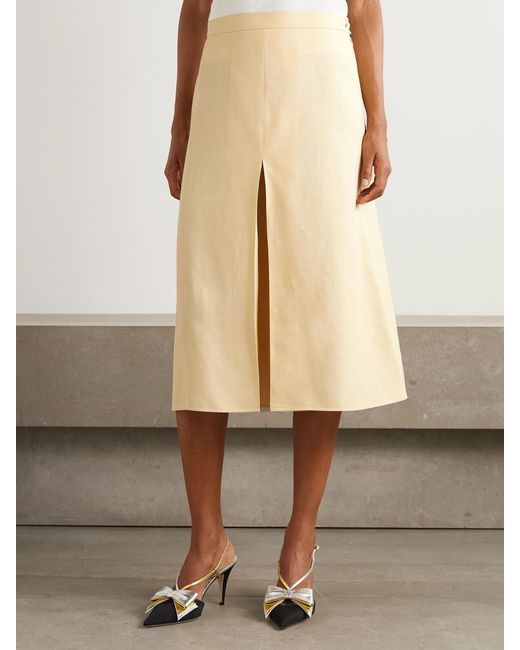 Valentino Garavani Natural Layered Canvas Wide-Leg Pants