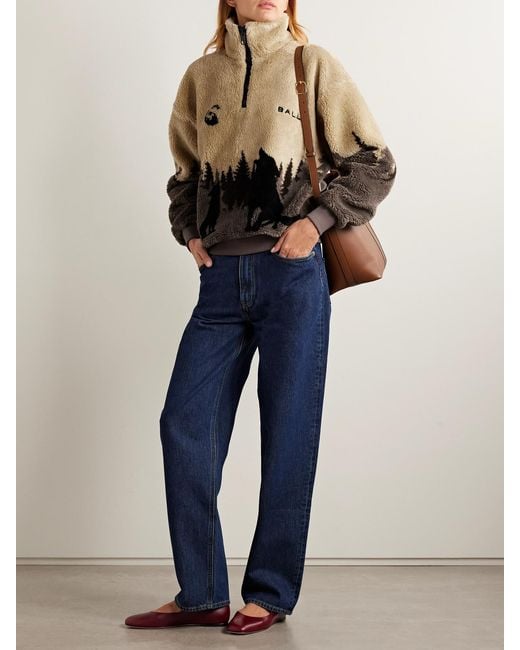 Bally Black Printed Fleece Half-Zip Jacket