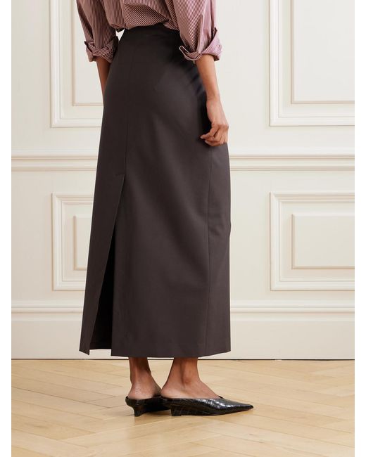 Brunello Cucinelli Black Wool-Blend Midi Skirt