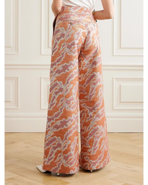 D'Estree Pink Lenore Hose Mit Weitem Bein Aus Metallic-Jacquard