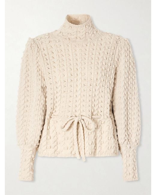 Zimmermann Natural Valiant Embroidered Tie-Detailed Wool Sweater