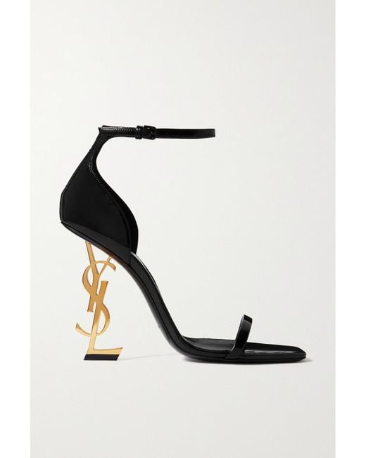 Saint Laurent White Opyum Embellished Patent-Leather Sandals