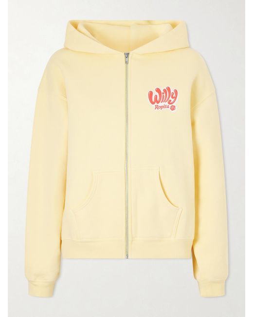 Willy Chavarria Yellow Willy Ropita Printed Cotton-Jersey Zip-Up Hoodie