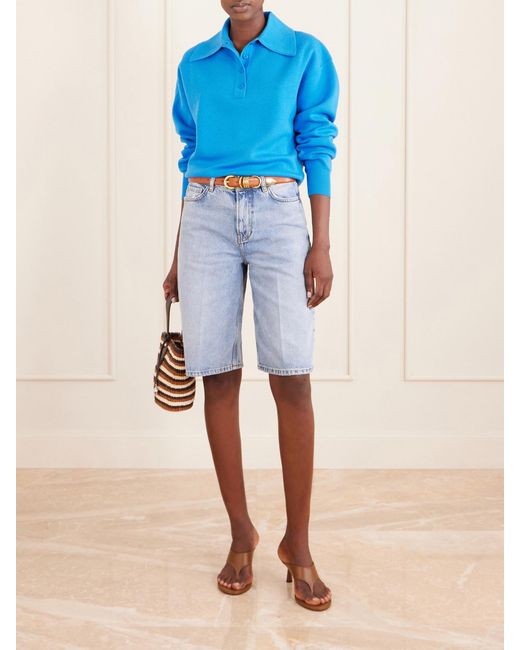 ALÉMAIS Blue Claudia Knitted Wool Polo Shirt