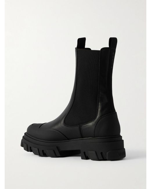 Bottines Chelsea En Cuir Ganni en coloris Black