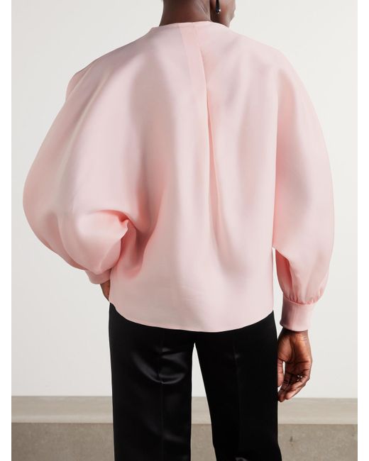 Loro Piana Pink Patricia Tie-Neck Silk-Organdy Blouse