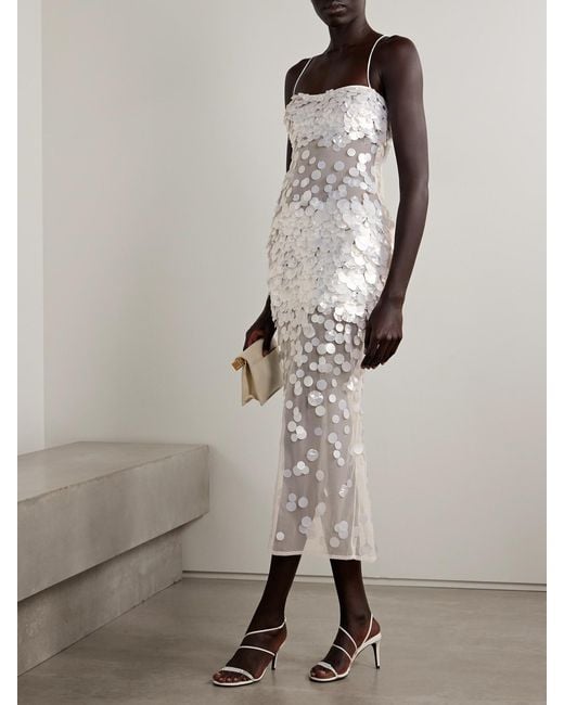 retroféte White Mischa Embellished Tulle Midi Dress