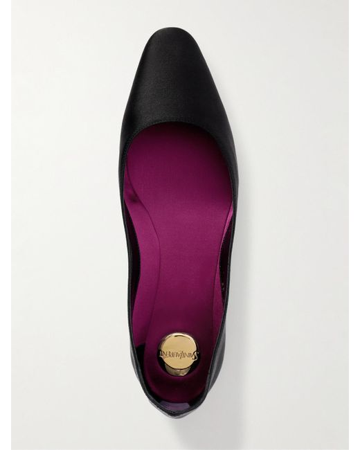 Saint Laurent White Lou Satin Ballet Flats