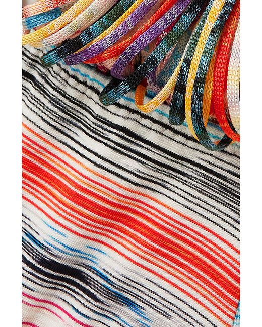 Missoni White Mare Space-Dyed Webbing And Crochet-Knit Halterneck Swimsuit