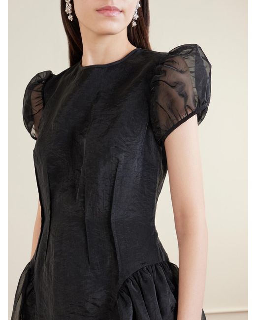 CECILIE BAHNSEN Black Cleopatra Organza Midi Dress