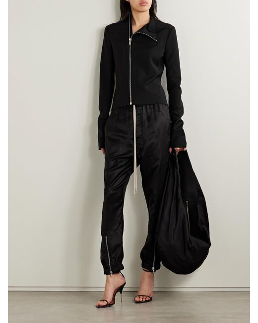 Rick Owens Black Satin-Twill Tapered Pants