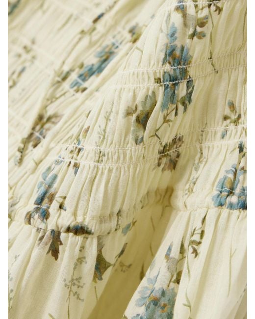 Doen Metallic Ashlynn Tie-Detailed Shirred Floral-Print Organic Cotton-Voile Midi Dress