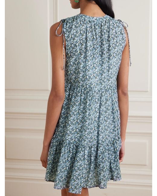Mini-Robe En Voile De Coton Mélangé À Imprimé Fleuri Yulianna Veronica Beard en coloris Blue