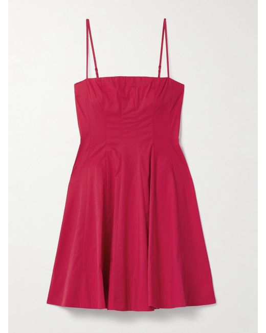 Staud Red Wylie Minikleid Aus Popeline Aus Einer Baumwollmischung