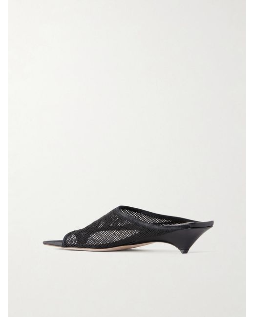 Christen White Leather-Trimmed 35 Mesh Sandals