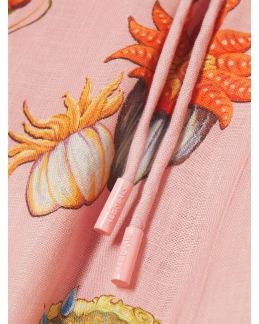 ALÉMAIS Pink Sam Pauletto Nereids Printed Linen-Gauze Shorts