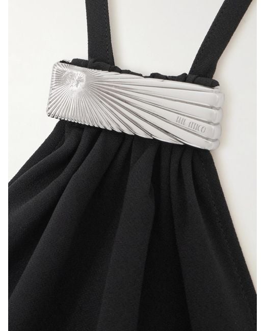 The Attico Black Halterneck Crepe Midi Dress