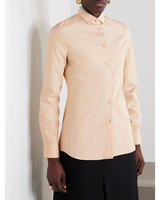 Marni Natural Embroidered Organic Cotton-Poplin Shirt