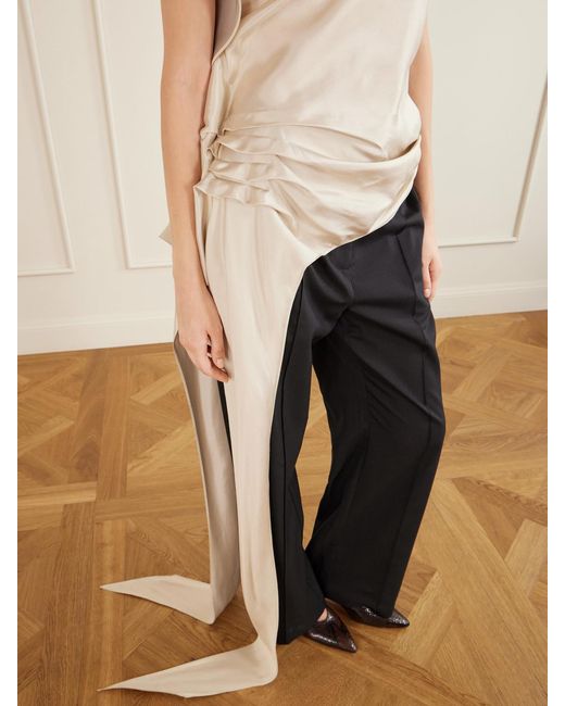 Kallmeyer Natural Elif Asymmetric Ruched Woven Blouse