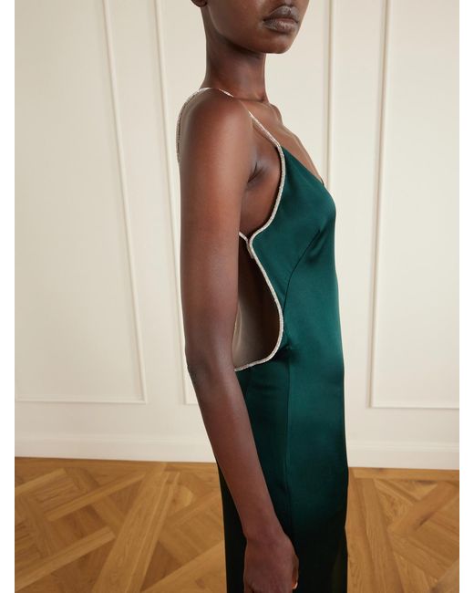 Tom Ford Blue Embellished Silk-Satin Gown