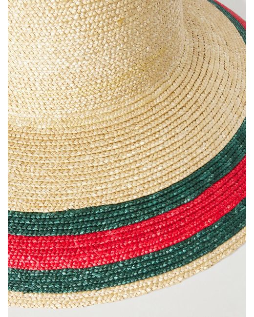Gucci Natural Beverlie Striped Straw Hat