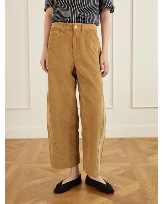 Maria McManus Natural Crescent Corduroy Organic-Cotton Wide-Leg Pants