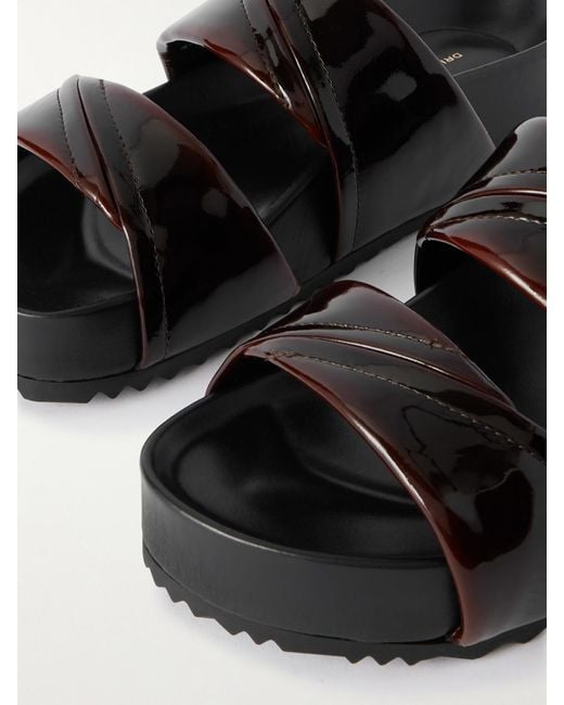 Dries Van Noten Black Patent-Leather Platform Slides