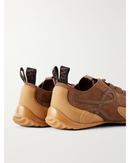 Loewe Brown Grip Logo-Detailed Leather-Trimmed Suede And Tpu Sneakers