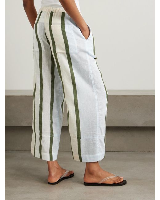 Lemlem White Desta Hose Mit Weitem Bein Aus Einer Gestreiften Baumwollmischung