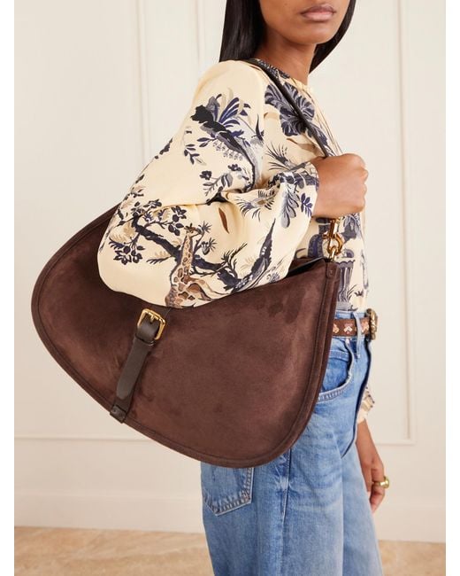 Etro Brown Pony Large Leather-Trimmed Suede Shoulder Bag