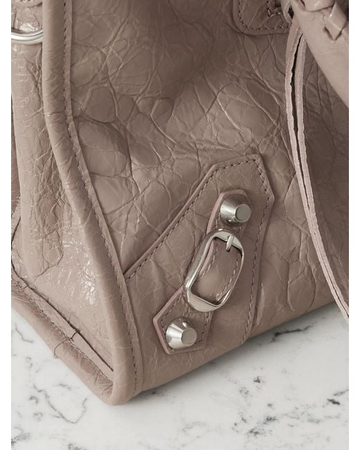 Balenciaga Natural Le City Small Embellished Textured-Leather Tote