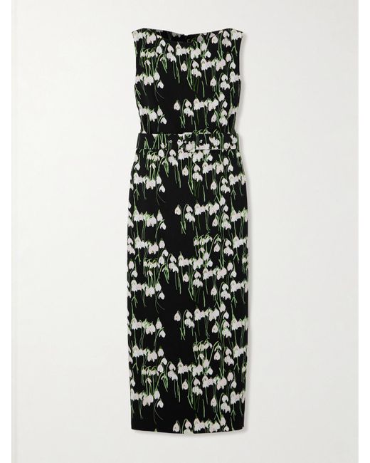 Robe Midi En Crêpe À Imprimé Fleuri Et À Ceinture Lucille BERNADETTE en coloris White