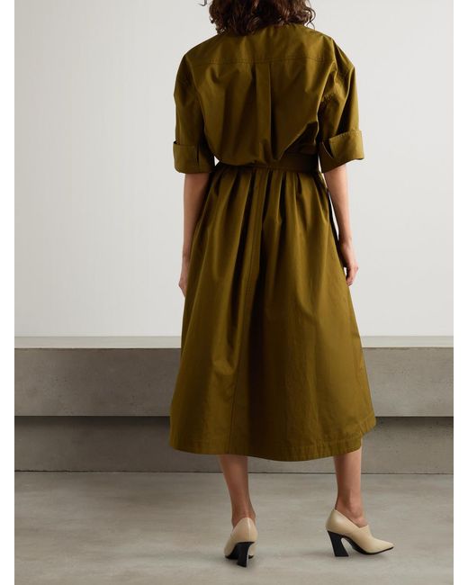 Bottega Veneta Green Cotton-Canvas Midi Dress