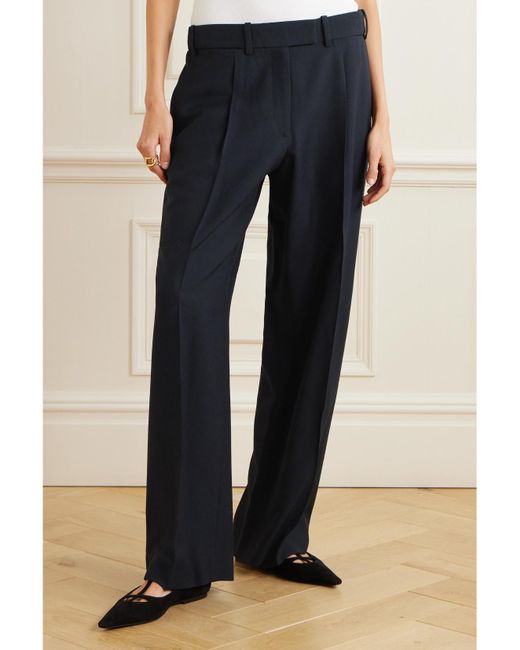 The Row Blue Roan Pleated Wide-Leg Pants