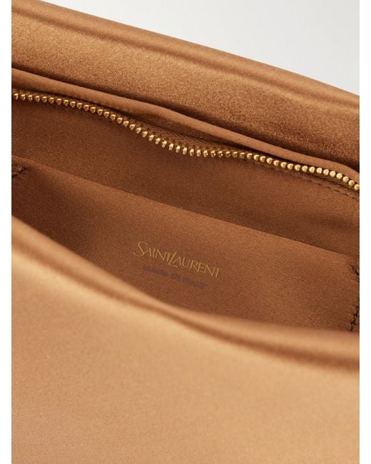 Saint Laurent Natural Cassandre Satin Clutch