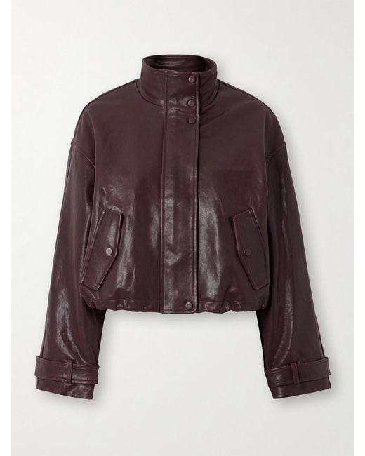 Veronica Beard Brown Bateman Cropped Leather Jacket